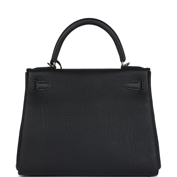 New Hermes Kelly Retourne 28 Black Togo Palladium Hardware