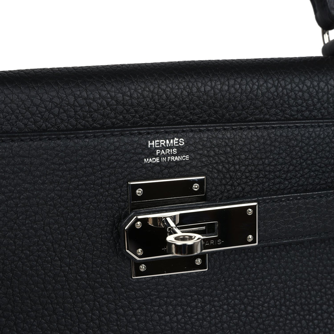 New Hermes Kelly Retourne 28 Black Togo Palladium Hardware