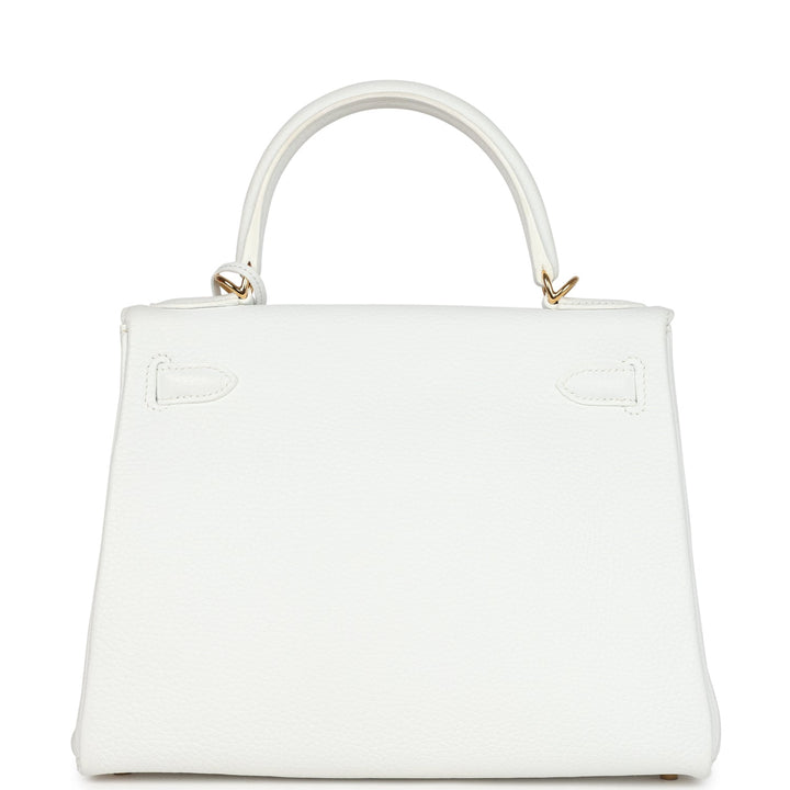 Hermes Kelly Retourne 28 White Clemence Gold Hardware