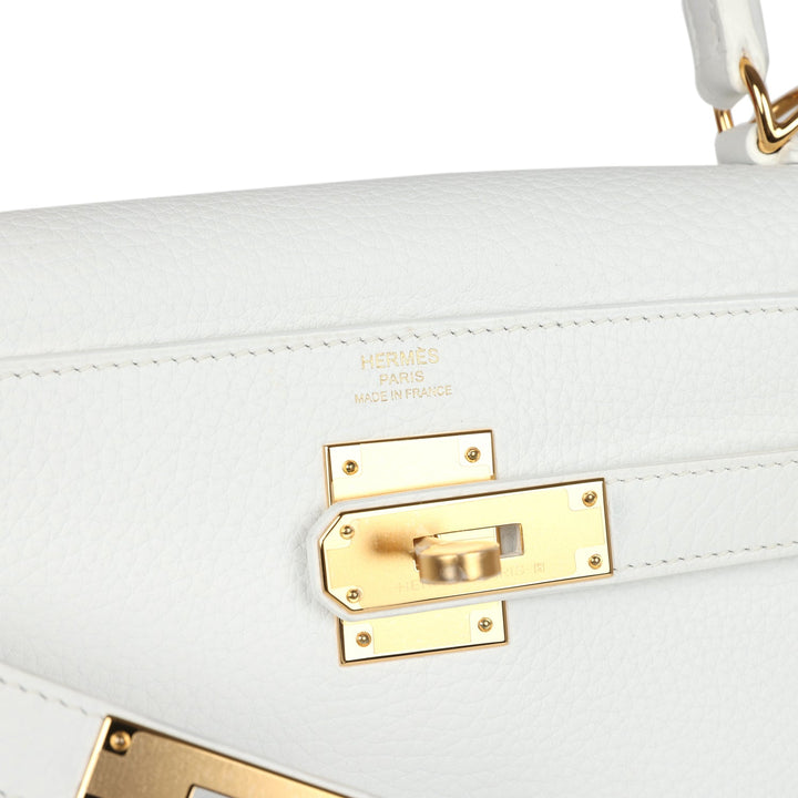 New Hermes Kelly Retourne 28 White Clemence Gold Hardware