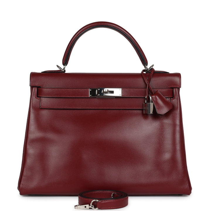 New Hermes Kelly Retourne 32 Rouge H Box Palladium Hardware
