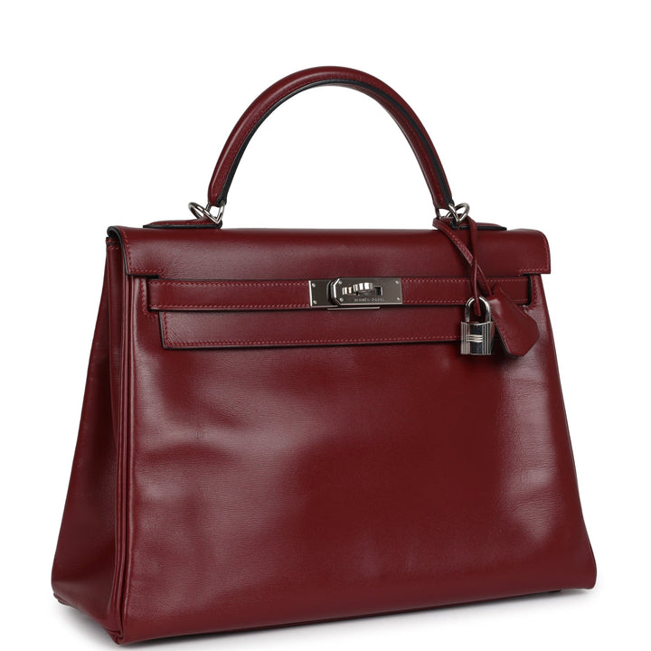 New Hermes Kelly Retourne 32 Rouge H Box Palladium Hardware