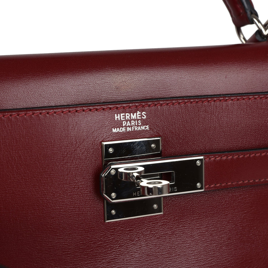 New Hermes Kelly Retourne 32 Rouge H Box Palladium Hardware