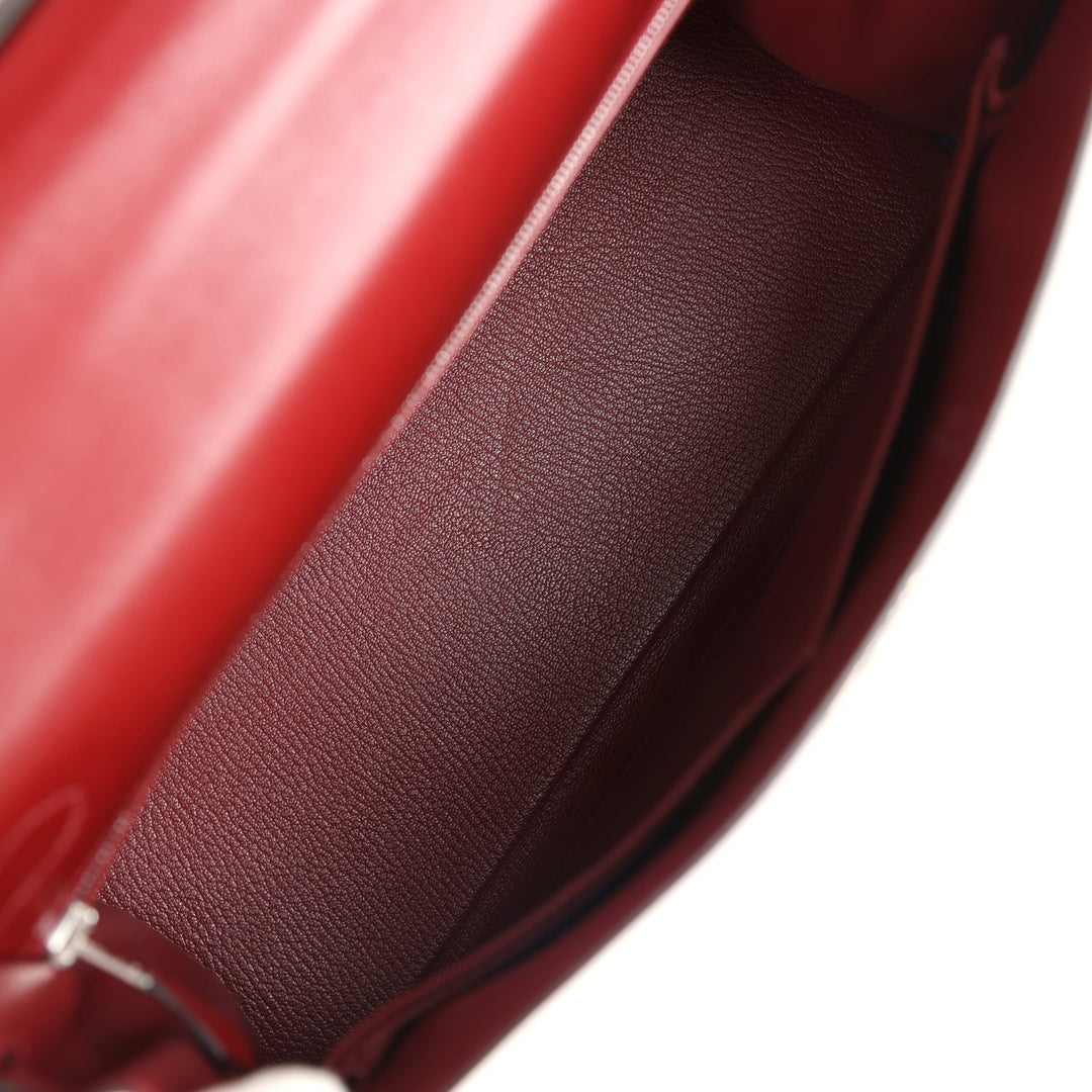 New Hermes Kelly Retourne 32 Rouge H Box Palladium Hardware