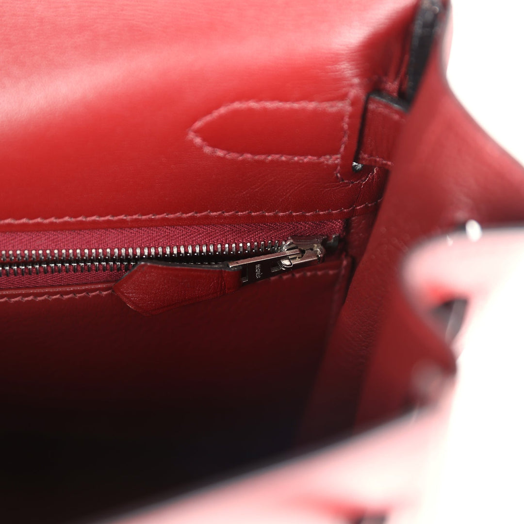 New Hermes Kelly Retourne 32 Rouge H Box Palladium Hardware