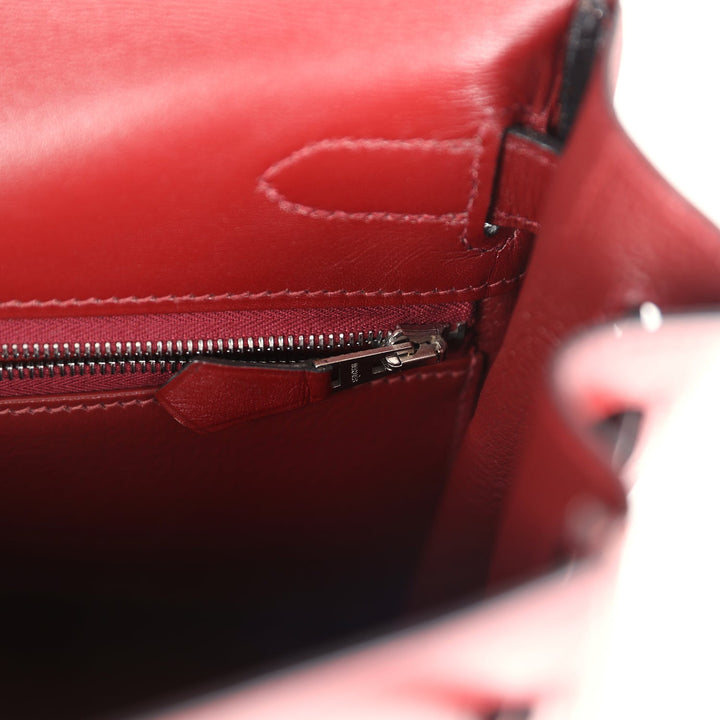 New Hermes Kelly Retourne 32 Rouge H Box Palladium Hardware