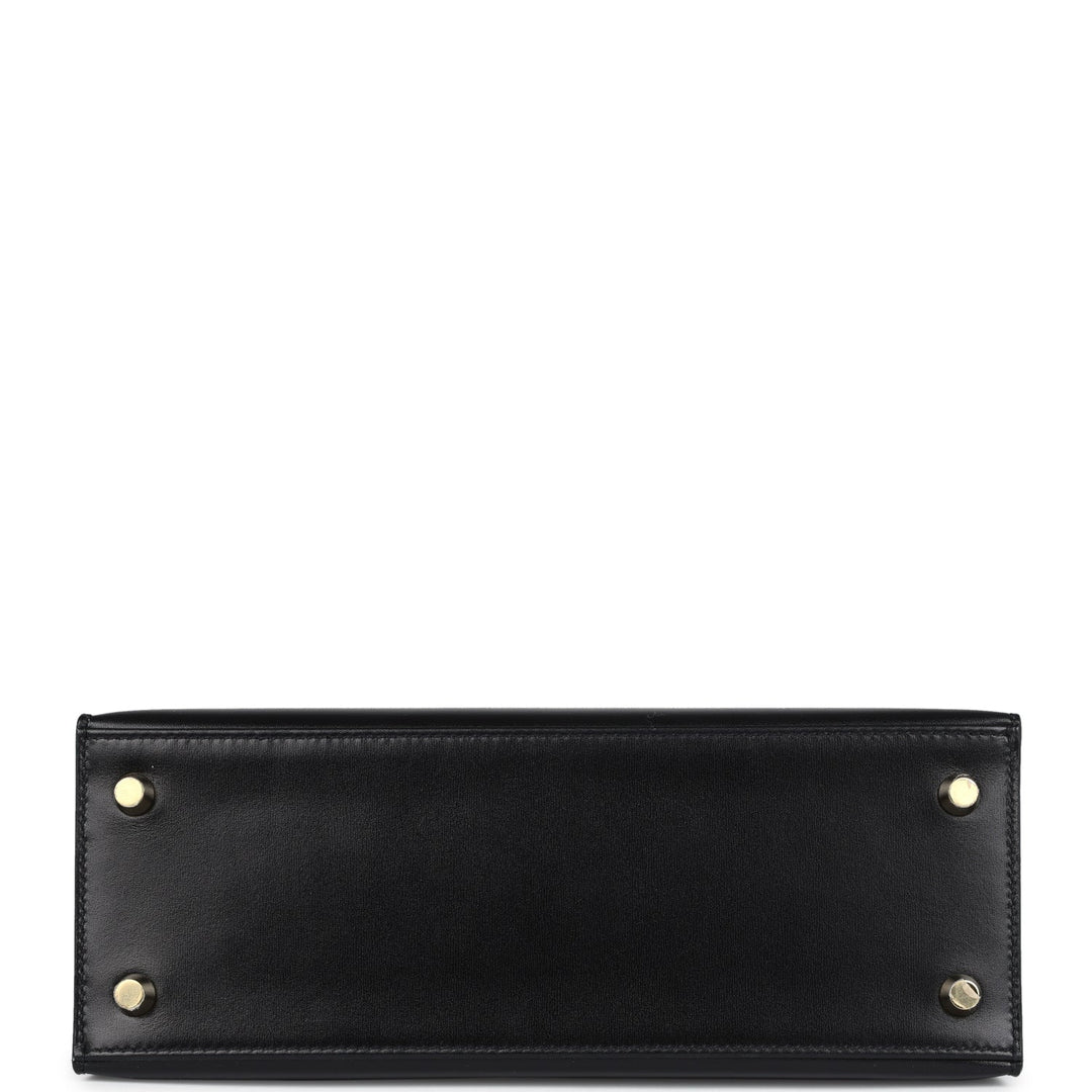 New Hermes Kelly Sellier 25 Black Box Gold Hardware