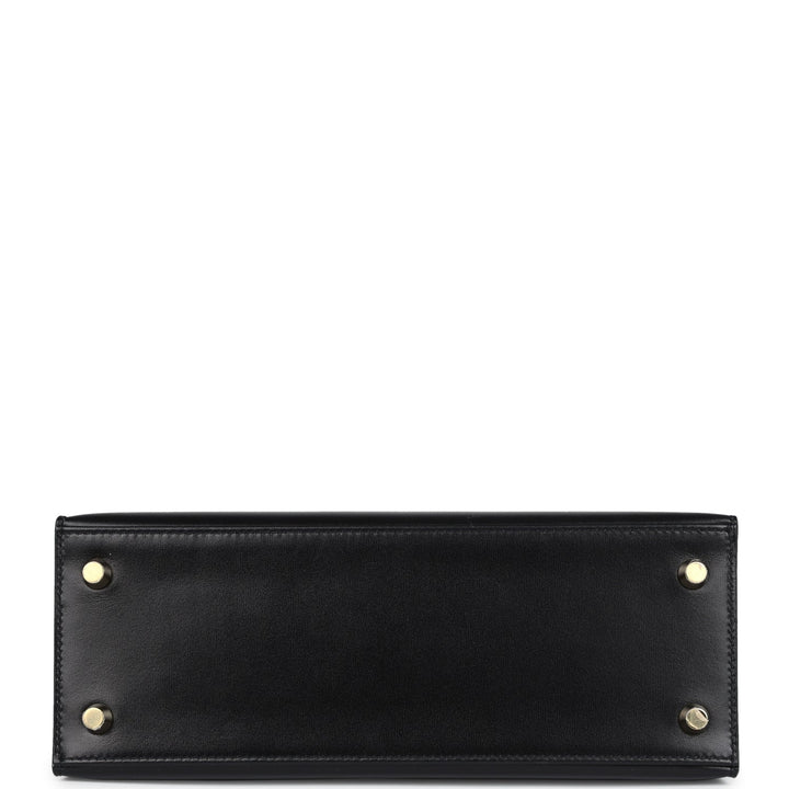 New Hermes Kelly Sellier 25 Black Box Gold Hardware