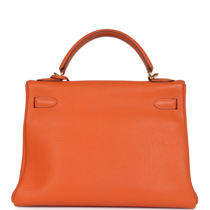 Hermes Kelly Retourne 32 Orange Togo Gold Hardware
