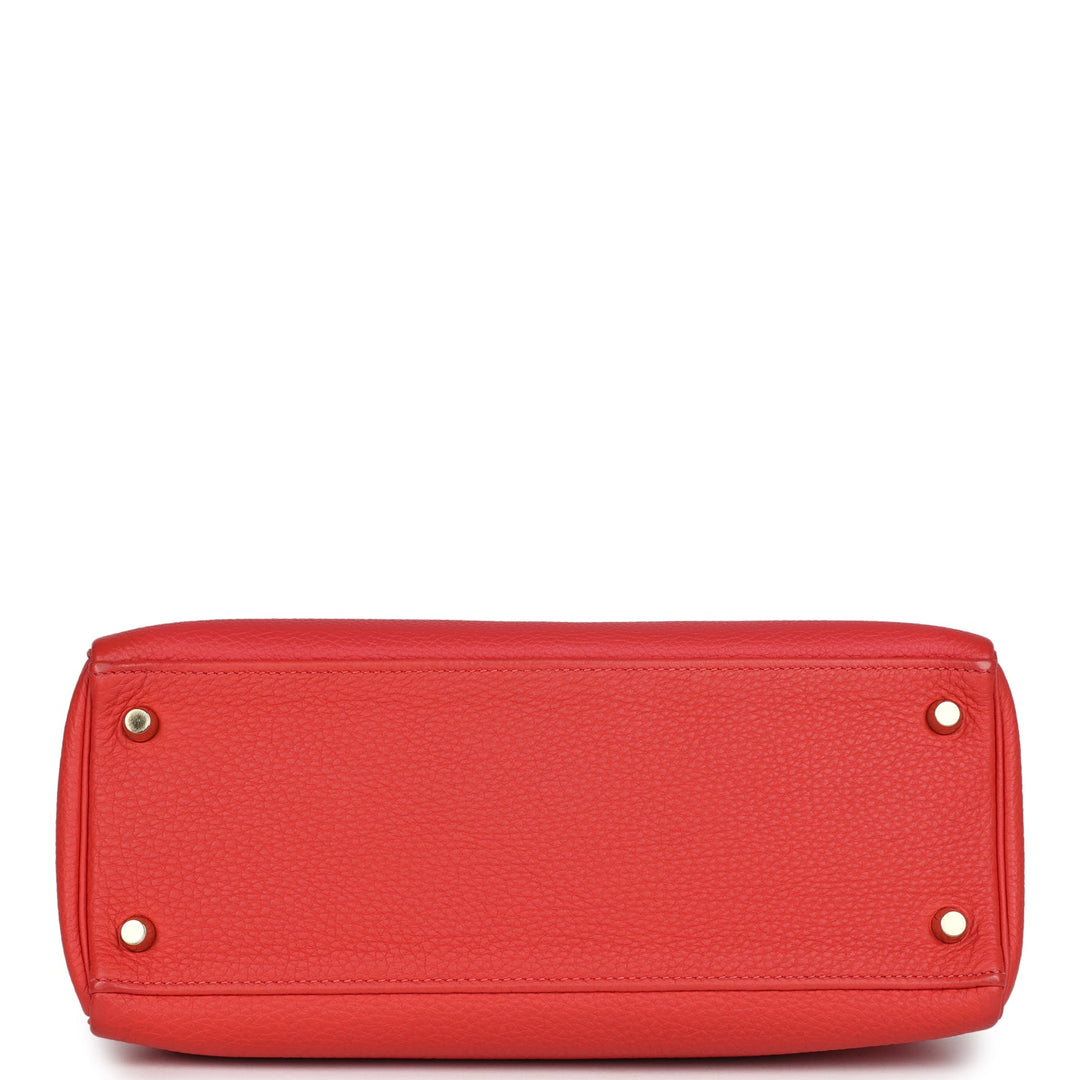 New Hermes Kelly Retourne 28 Rouge Pivoine Togo Gold Hardware