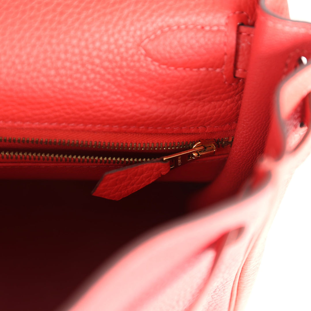 New Hermes Kelly Retourne 28 Rouge Pivoine Togo Gold Hardware