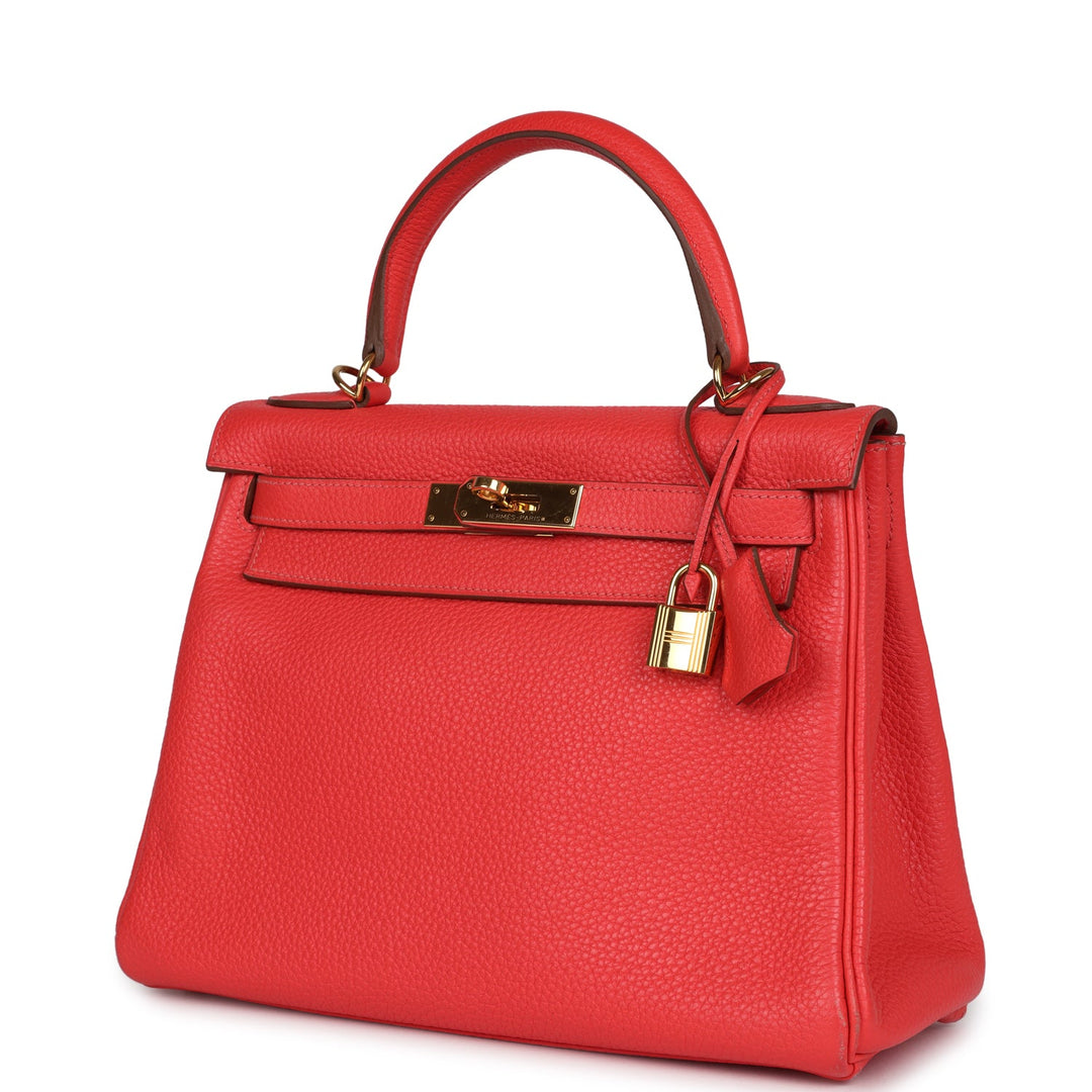 New Hermes Kelly Retourne 28 Rose Jaipur Clemence Gold Hardware
