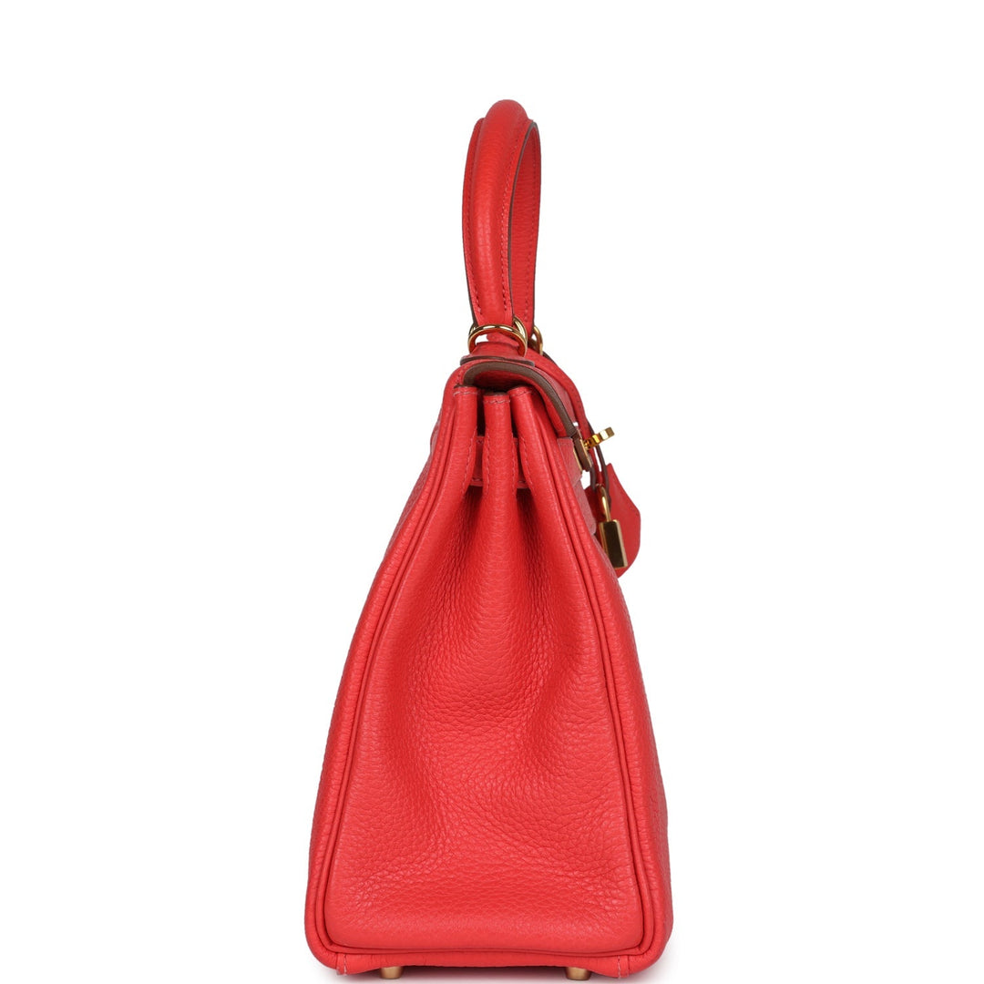 New Hermes Kelly Retourne 28 Rose Jaipur Clemence Gold Hardware