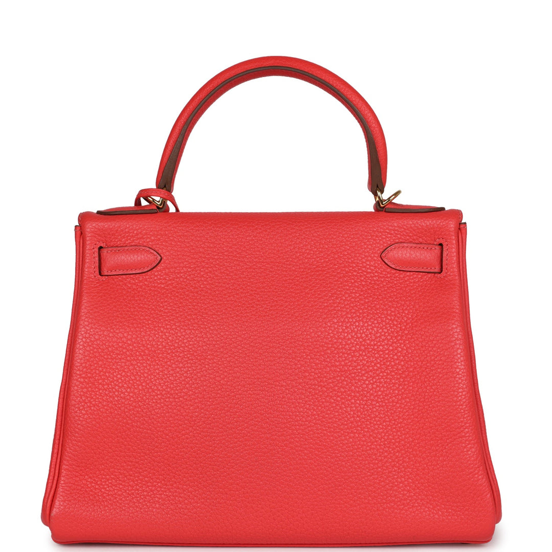 New Hermes Kelly Retourne 28 Rose Jaipur Clemence Gold Hardware