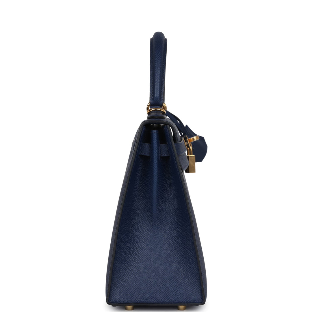 Hermes Kelly Sellier 25 Bleu Saphir Epsom Gold Hardware