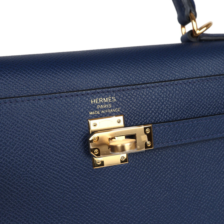 Hermes Kelly Sellier 25 Bleu Saphir Epsom Gold Hardware