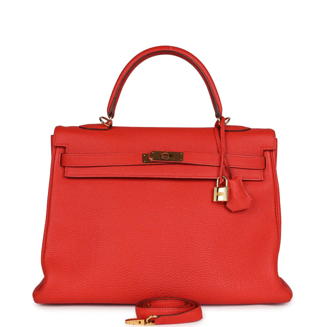 New Hermes Kelly Retourne 35 Capucine Togo Gold Hardware