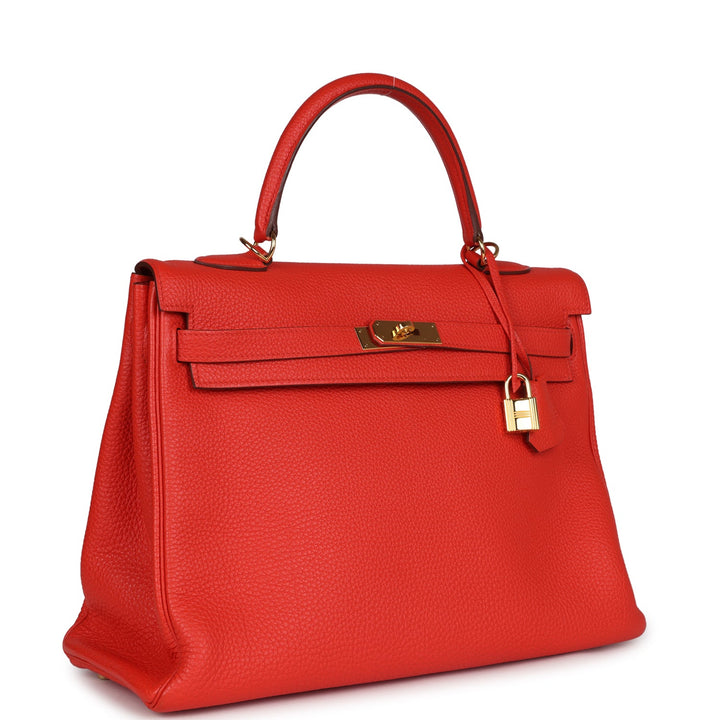 New Hermes Kelly Retourne 35 Capucine Togo Gold Hardware