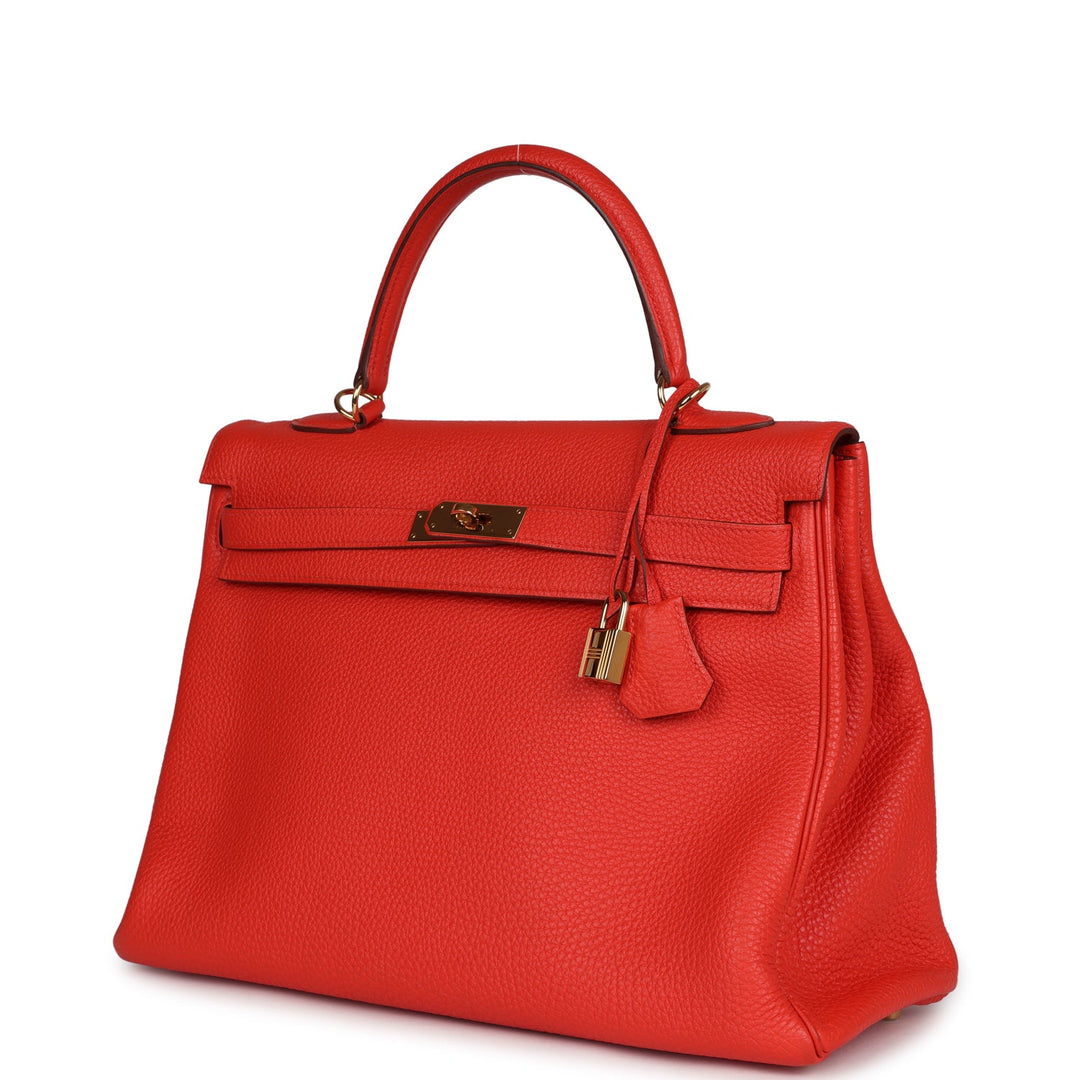 New Hermes Kelly Retourne 35 Capucine Togo Gold Hardware