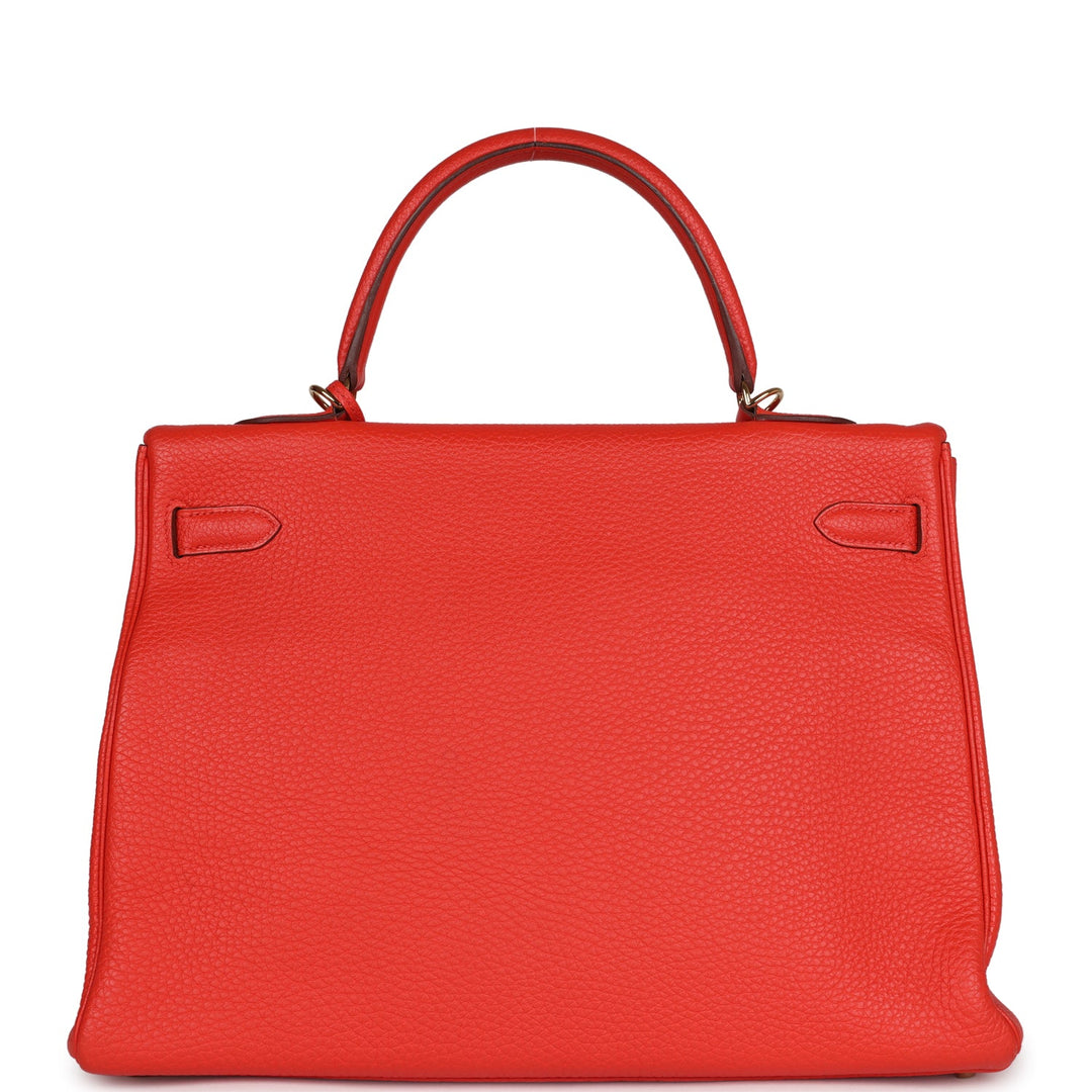 Hermes Kelly Retourne 35 Capucine Togo Gold Hardware