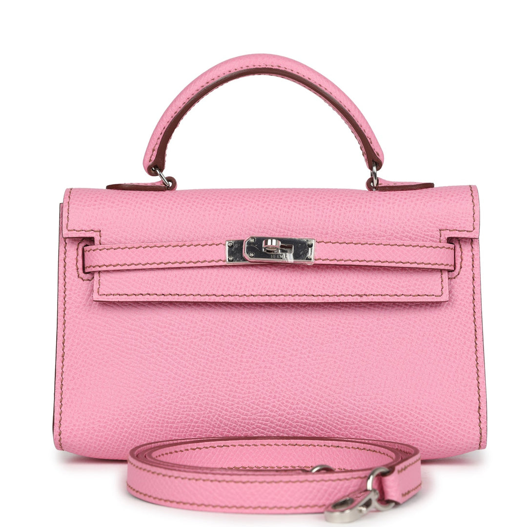New Hermes Micro Kelly 15 Bubblegum Epsom Palladium Hardware