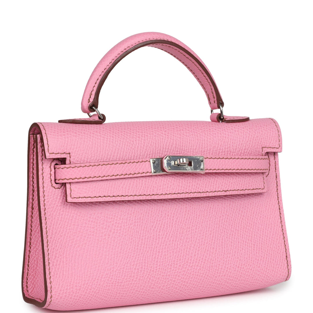 New Hermes Micro Kelly 15 Bubblegum Epsom Palladium Hardware