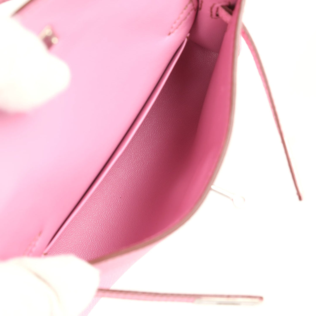 New Hermes Micro Kelly 15 Bubblegum Epsom Palladium Hardware