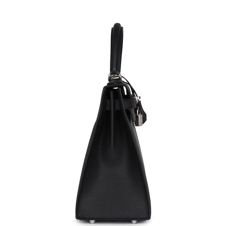 Hermes Kelly Sellier 28 Black Epsom Palladium Hardware