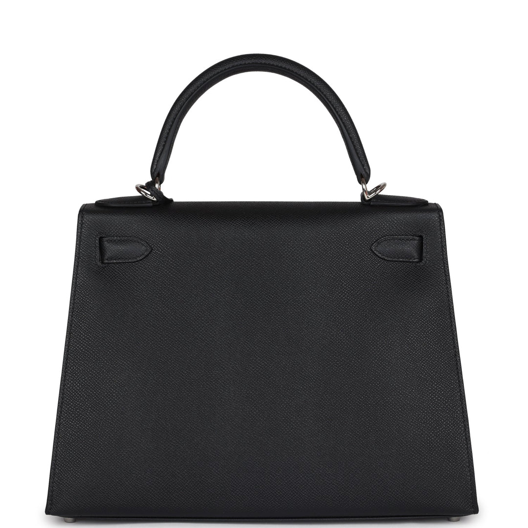 Hermes Kelly Sellier 28 Black Epsom Palladium Hardware