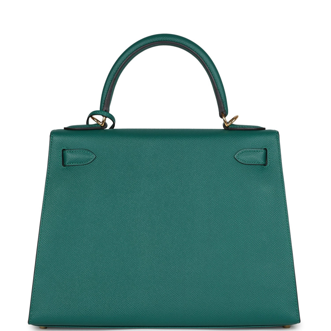 Hermes Kelly Sellier 28 Malachite Epsom Gold Hardware