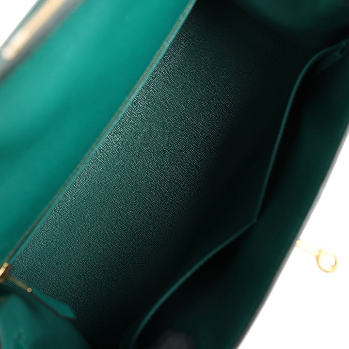 Hermes Kelly Sellier 28 Malachite Epsom Gold Hardware