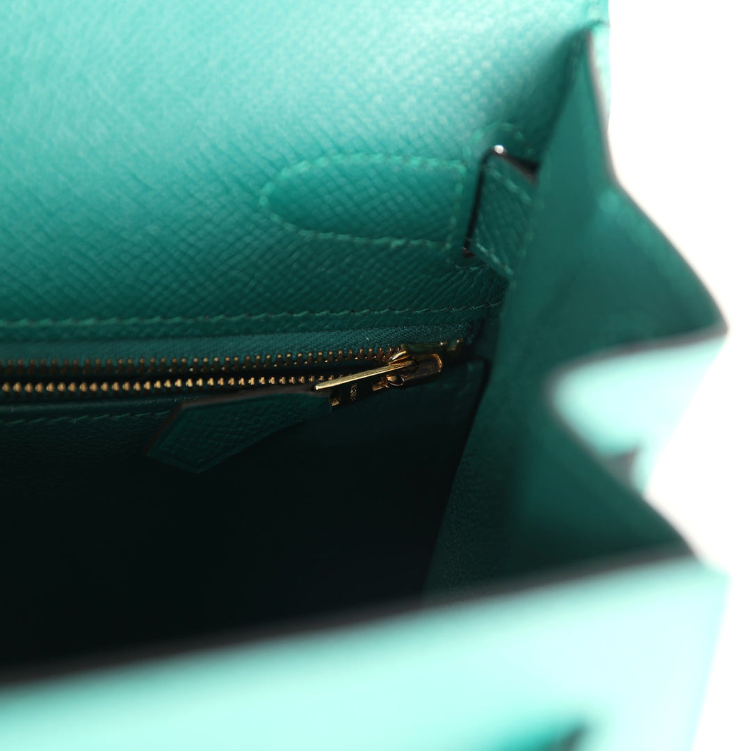 Hermes Kelly Sellier 28 Malachite Epsom Gold Hardware