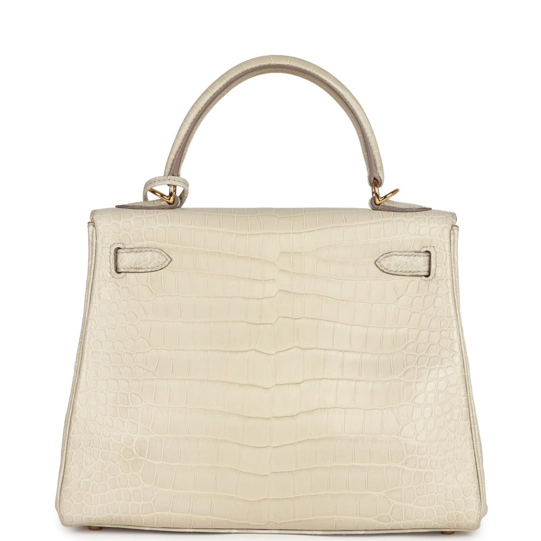 New Hermes Kelly Retourne 25 Beton Matte Alligator Gold Hardware