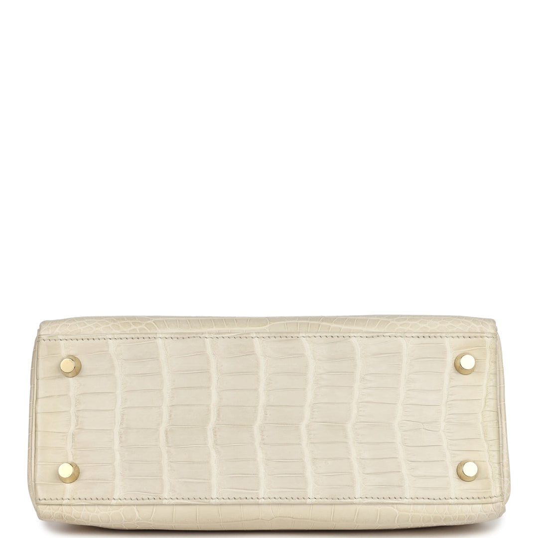 New Hermes Kelly Retourne 25 Beton Matte Alligator Gold Hardware