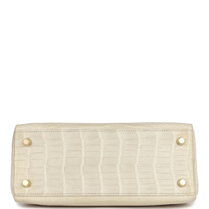 New Hermes Kelly Retourne 25 Beton Matte Alligator Gold Hardware