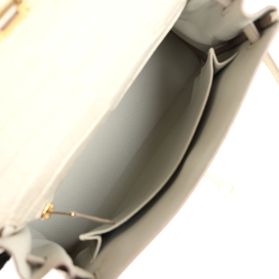 New Hermes Kelly Retourne 25 Beton Matte Alligator Gold Hardware