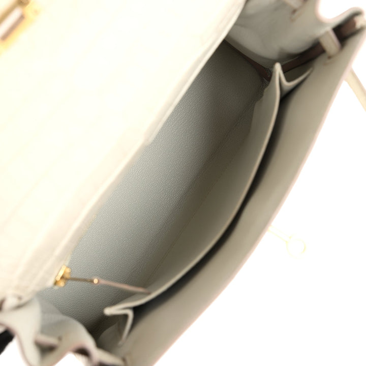 New Hermes Kelly Retourne 25 Beton Matte Alligator Gold Hardware