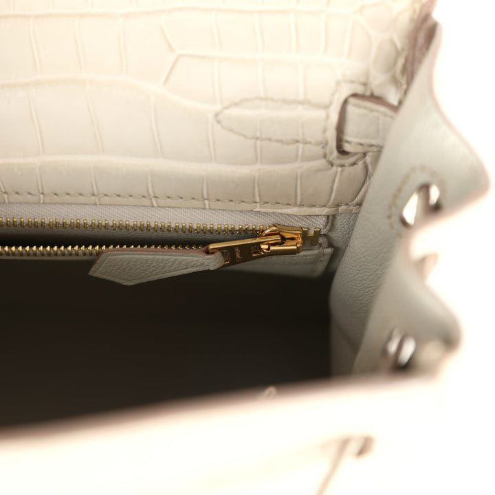New Hermes Kelly Retourne 25 Beton Matte Alligator Gold Hardware