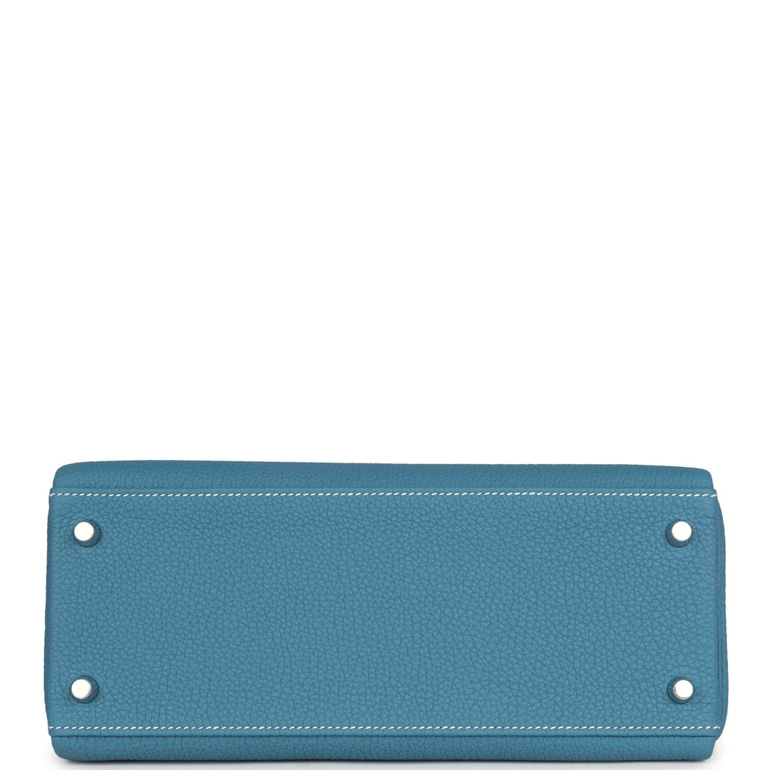 Hermes Kelly Retourne 28 Blue Jean Togo Palladium Hardware