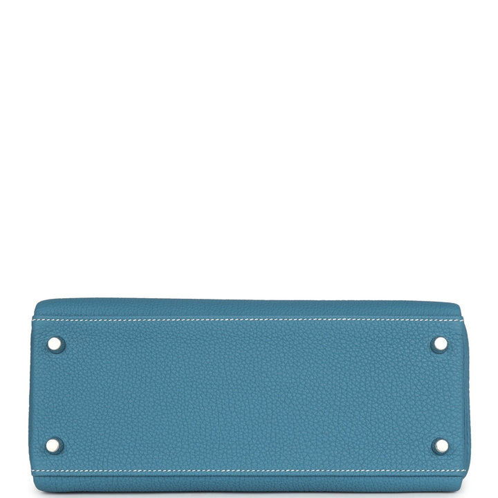 Hermes Kelly Retourne 28 Blue Jean Togo Palladium Hardware