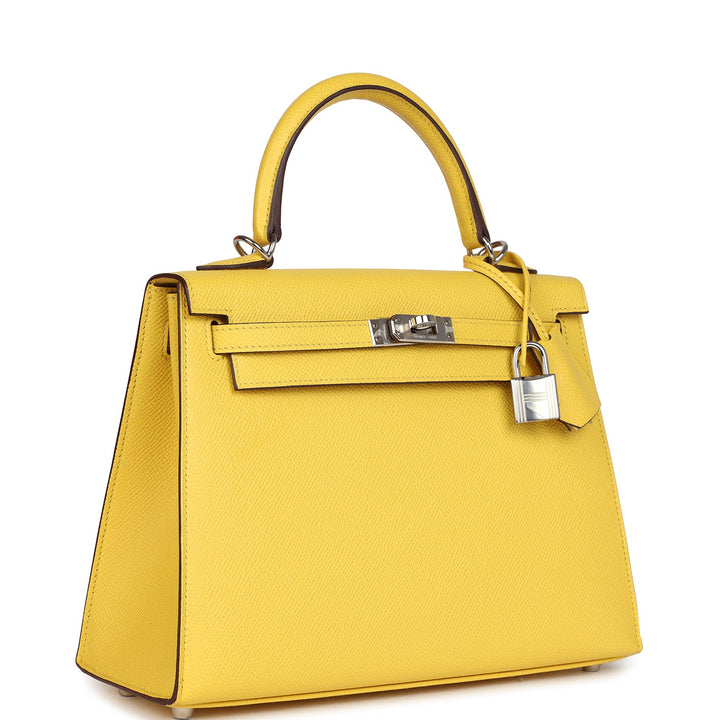 New Hermes Kelly Sellier 25 Jaune De Naples Epsom Palladium Hardware