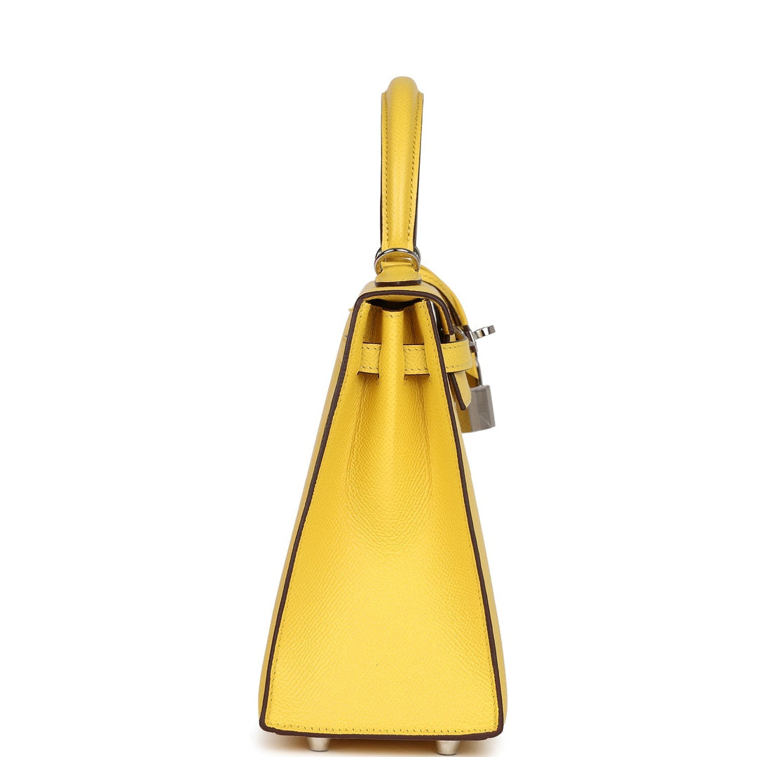 New Hermes Kelly Sellier 25 Jaune De Naples Epsom Palladium Hardware