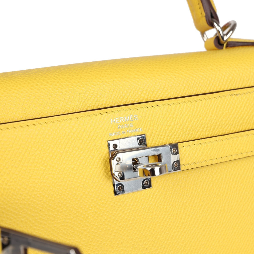 New Hermes Kelly Sellier 25 Jaune De Naples Epsom Palladium Hardware
