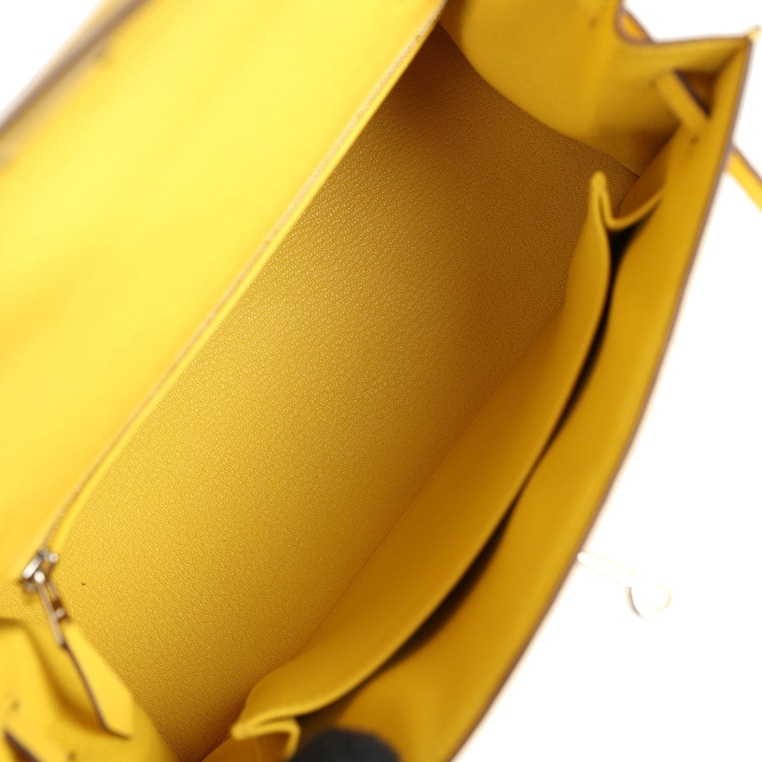 New Hermes Kelly Sellier 25 Jaune De Naples Epsom Palladium Hardware