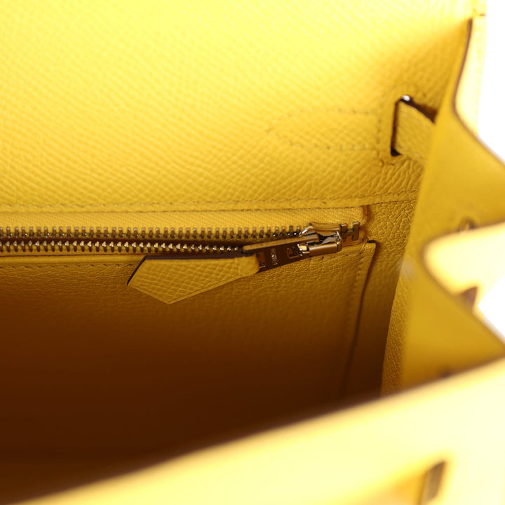 New Hermes Kelly Sellier 25 Jaune De Naples Epsom Palladium Hardware
