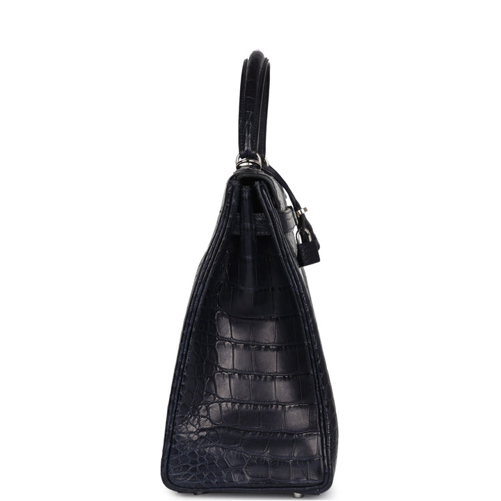 Payment 1 - Hermes Kelly Retourne 35 Bleu Indigo Matte Alligator Palladium Hardware