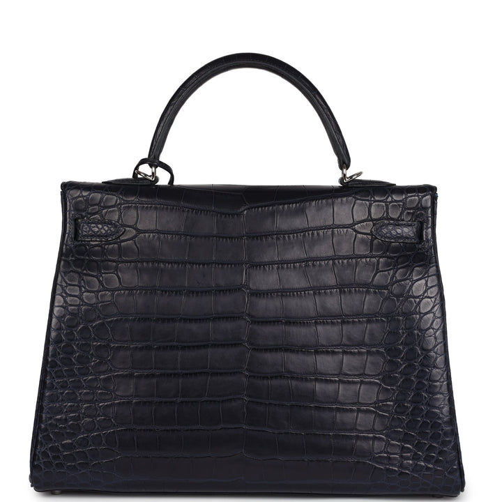 Payment 1 - Hermes Kelly Retourne 35 Bleu Indigo Matte Alligator Palladium Hardware