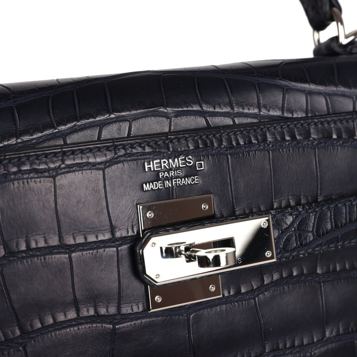 Payment 1 - Hermes Kelly Retourne 35 Bleu Indigo Matte Alligator Palladium Hardware