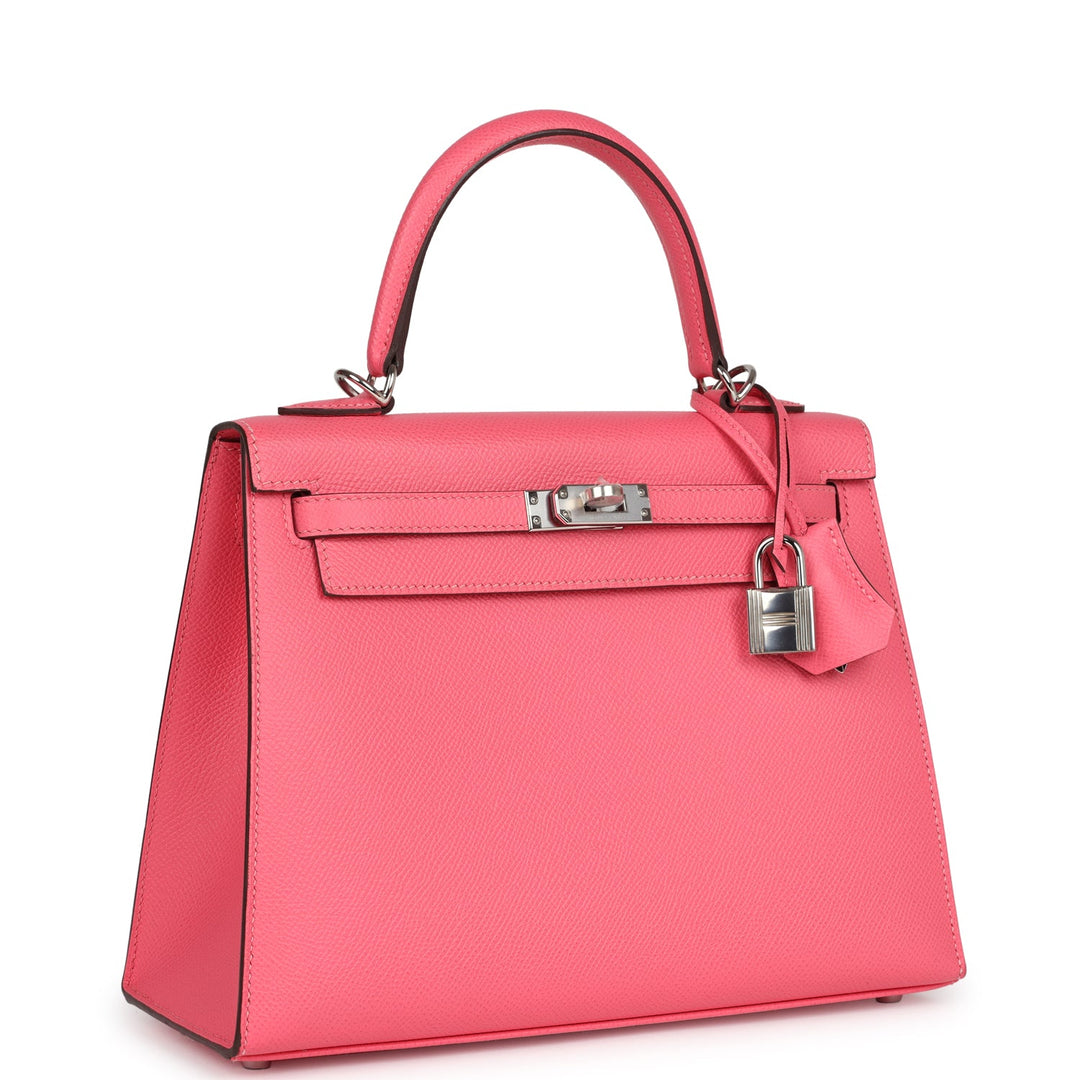 New Hermes Kelly Sellier 25 Rose Azalee Epsom Palladium Hardware