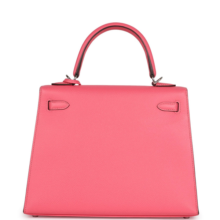 New Hermes Kelly Sellier 25 Rose Azalee Epsom Palladium Hardware